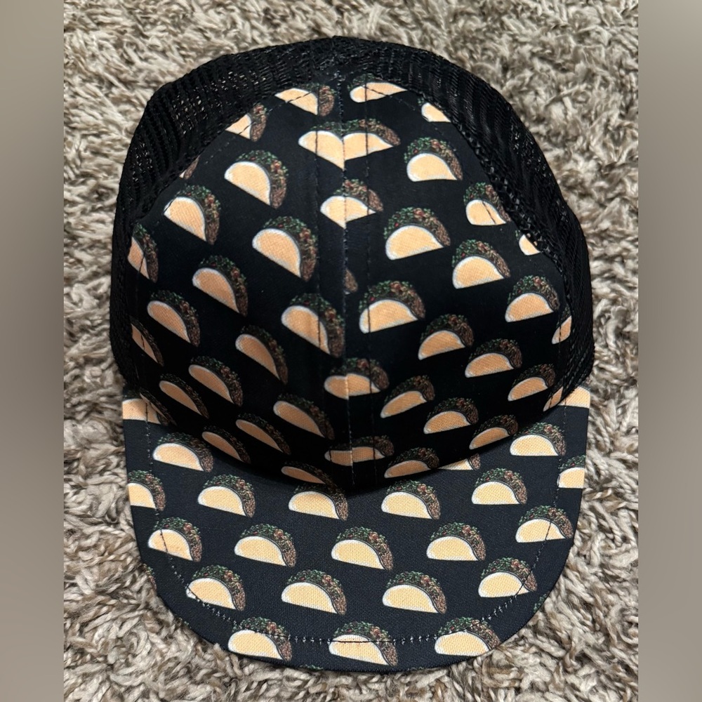 Taco Print Kids Hat in Black, infant size, adjustable